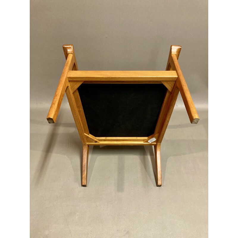 Scandinavian vintage armchair in leather and teak, 1950