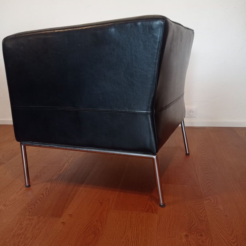 Ein Paar Vintage-Sessel aus schwarzem Leder, 1980