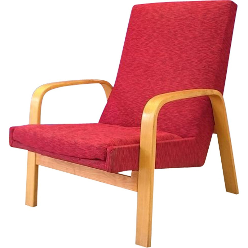 Mid century armchair in wood and fabric, A.R.P. - 1950s