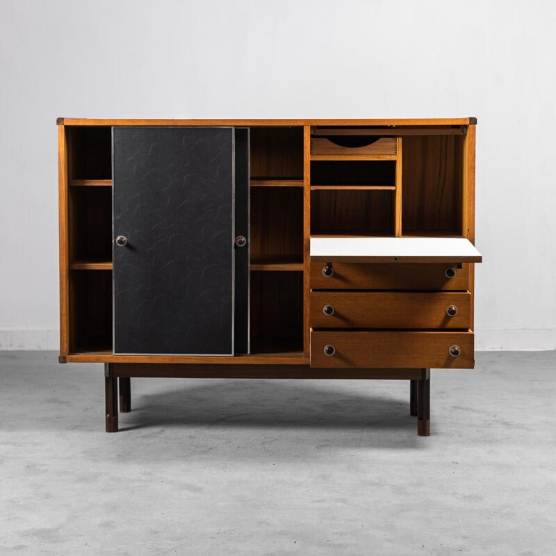 Credenza vintage in legno e teak di George Coslin per 3V Arredamenti, 1960