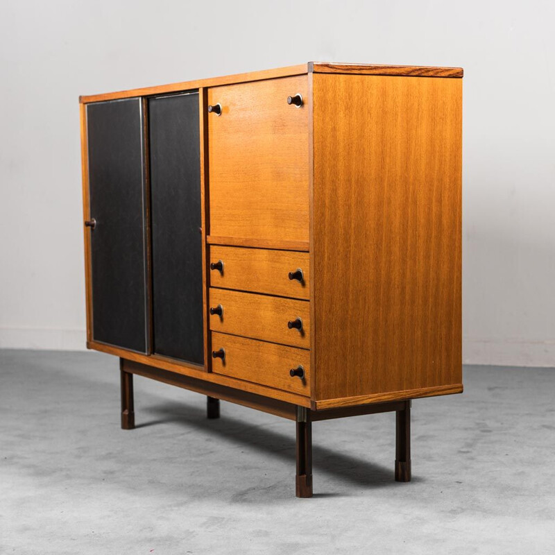 Vintage wooden sideboard by George Coslin for 3V Arredamenti, 1960s