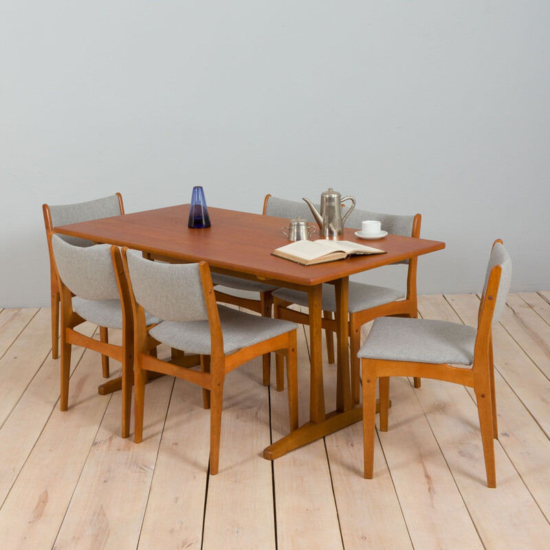 Set of 6 vintage oakwood dining chairs by Johannes Andersen for Uldum Mobelfabrik, Denmark 1960s