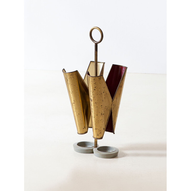 Italian vintage brass umbrella stand, 1950s