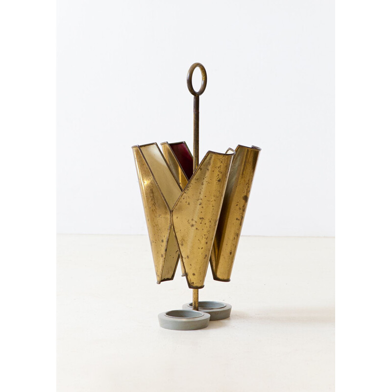 Italian vintage brass umbrella stand, 1950s