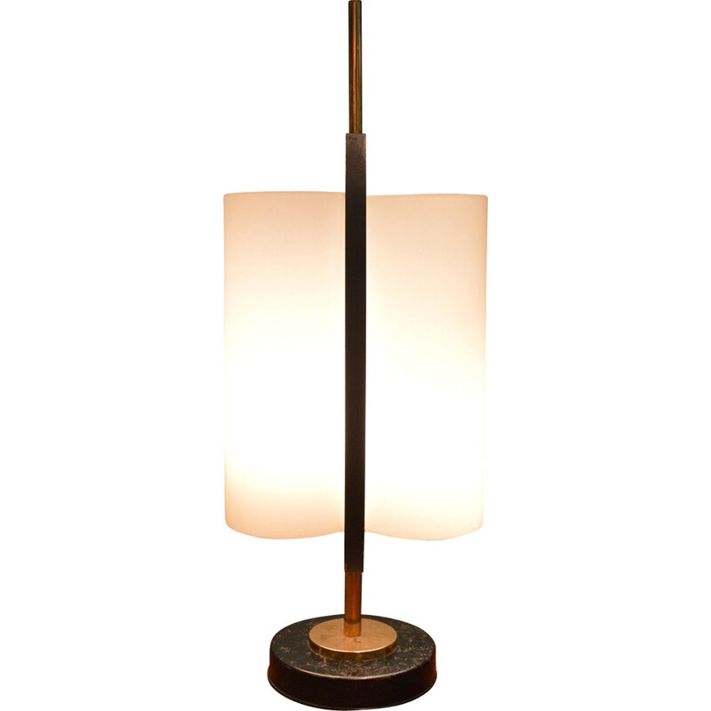 Arlus table lamp in opaline and lacquered metal - 1960s