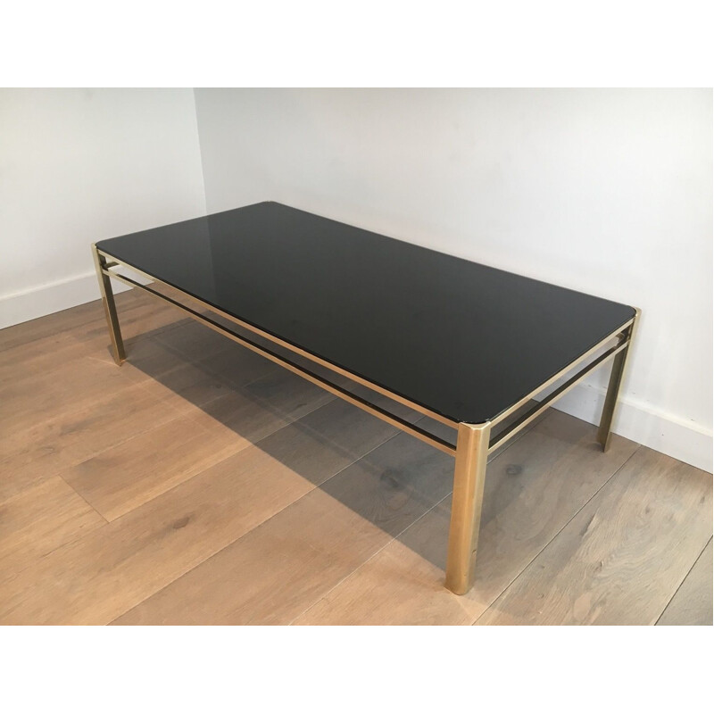 Vintage bronze and brass coffee table, France 1970