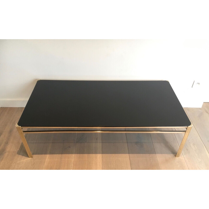 Vintage bronze and brass coffee table, France 1970