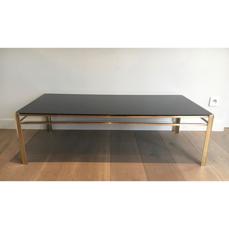 Vintage bronze and brass coffee table, France 1970