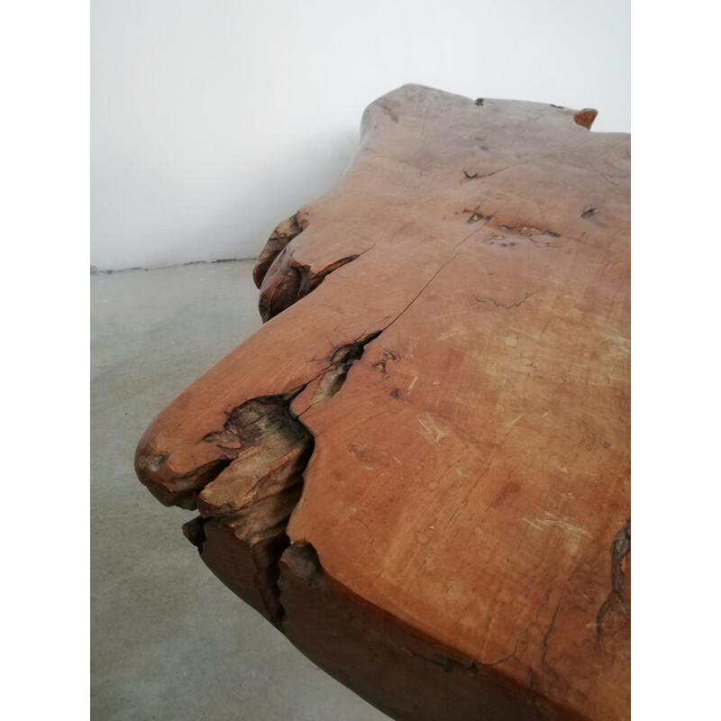 Table basse Wabi-Sabi vintage en ronce de bois