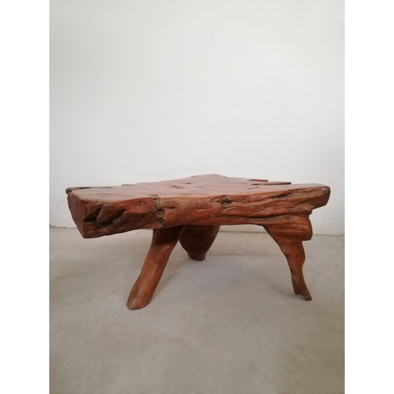 Table basse Wabi-Sabi vintage en ronce de bois