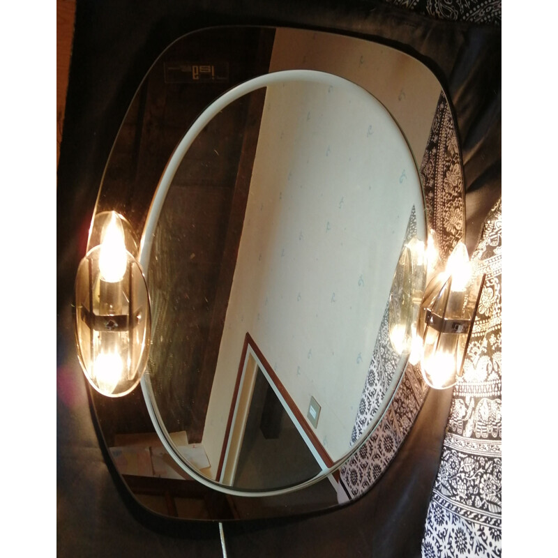 Vintage mirror in smoked glass by Fontana Arte Isa, Italy 1970