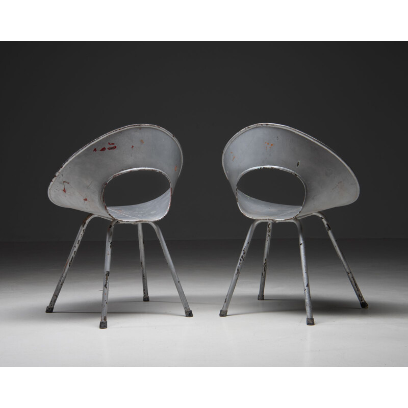 Pair of vintage outdoor metal chairs, 1950