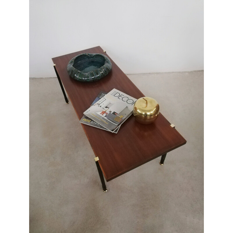 Vintage "d'Arpy" brass "naves" coffee table, Italy 1960