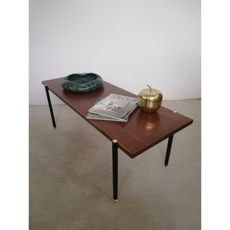 Vintage "d'Arpy" brass "naves" coffee table, Italy 1960