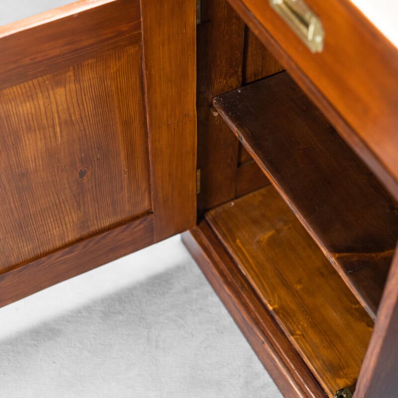 Vintage English wooden and leather desk, 1930s