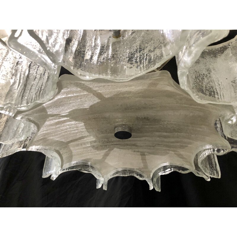 Vintage glass chandelier ice Frost by Jt Kalmar, 1970