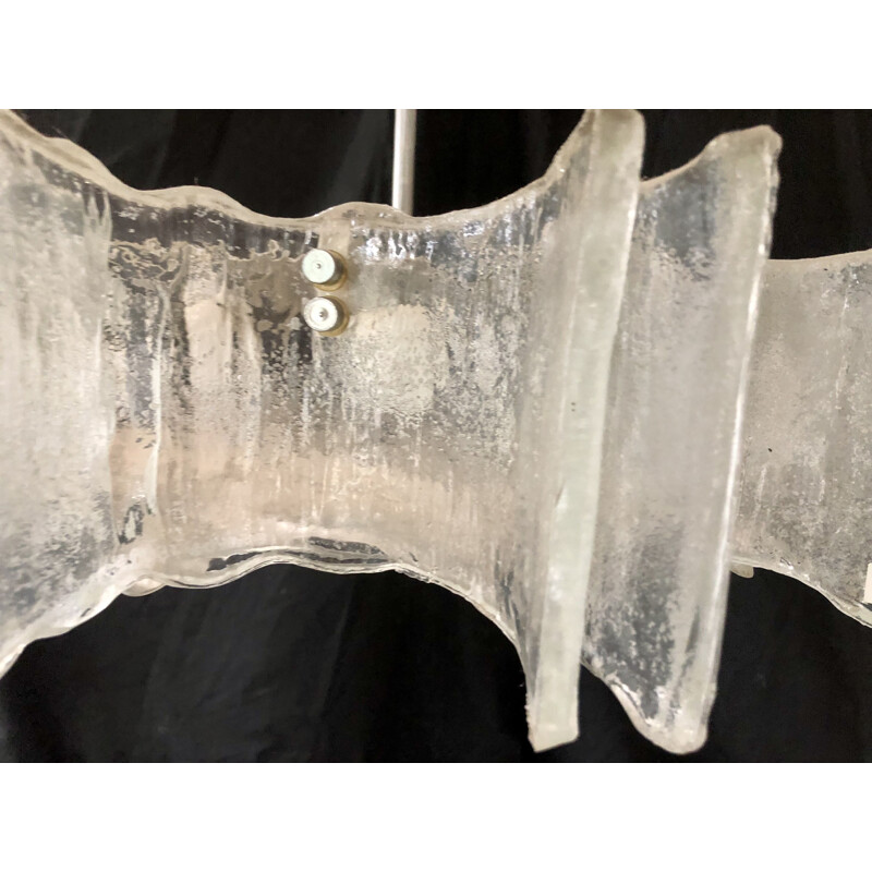 Vintage glass chandelier ice Frost by Jt Kalmar, 1970