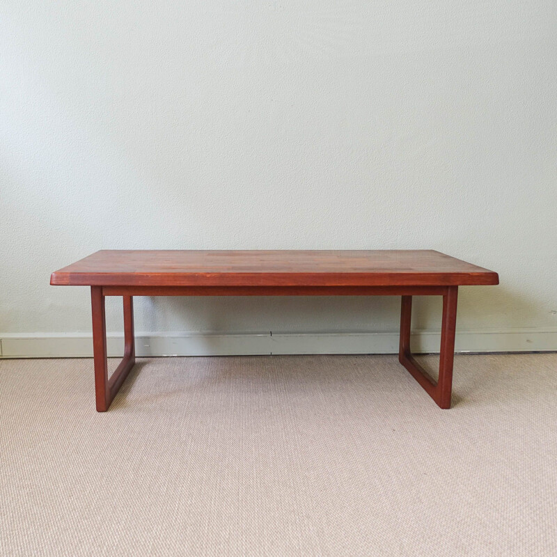 Scandinavian vintage coffee table in solid teak by Niels Bach for Randers, Denmark 1970