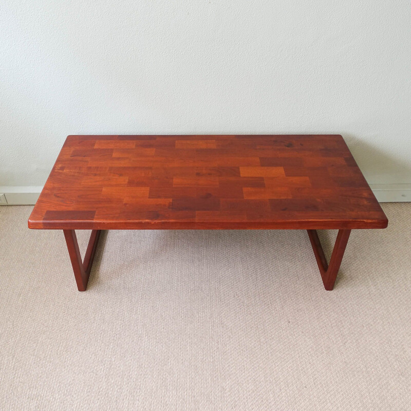 Scandinavian vintage coffee table in solid teak by Niels Bach for Randers, Denmark 1970