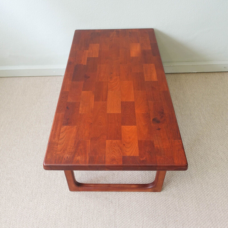 Scandinavian vintage coffee table in solid teak by Niels Bach for Randers, Denmark 1970