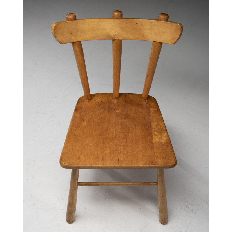 Juego de 4 sillas "Windsor" vintage de haya maciza, Suecia 1940