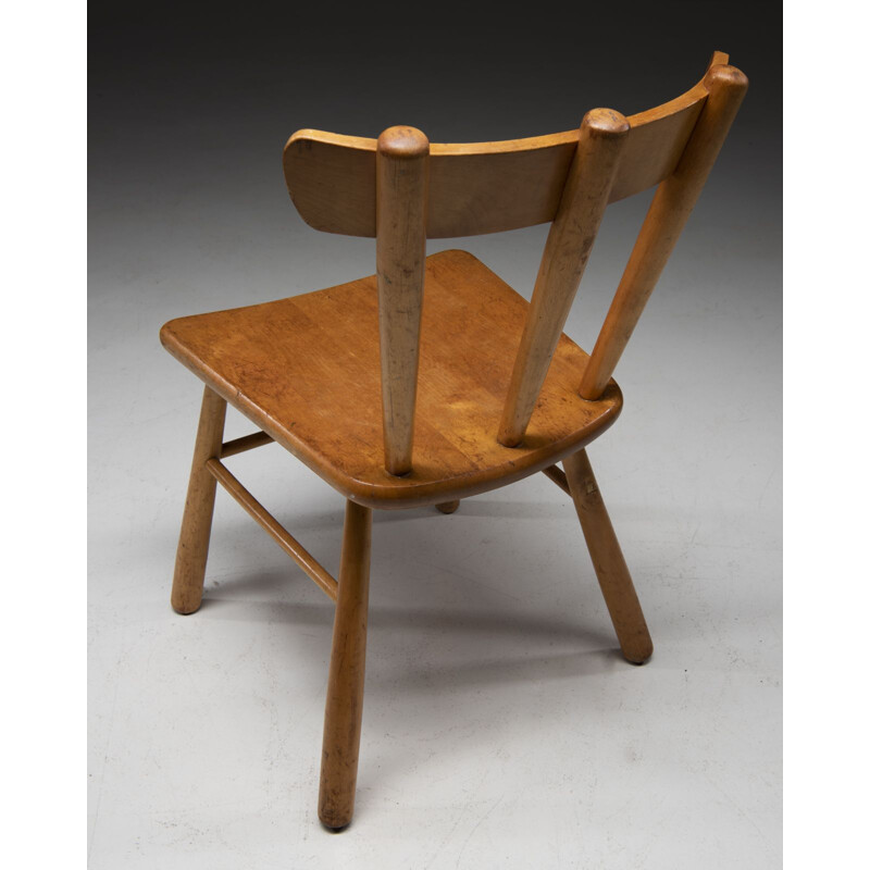 Set van 4 vintage massief beuken "Windsor" stoelen, Zweden 1940