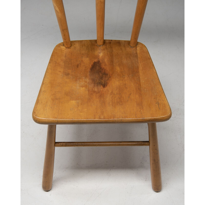 Conjunto de 4 cadeiras "Windsor" de faia maciça vintage, Suécia 1940