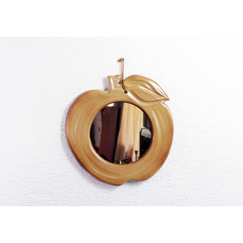 Miroir pomme vintage en céramique, 1960-1970