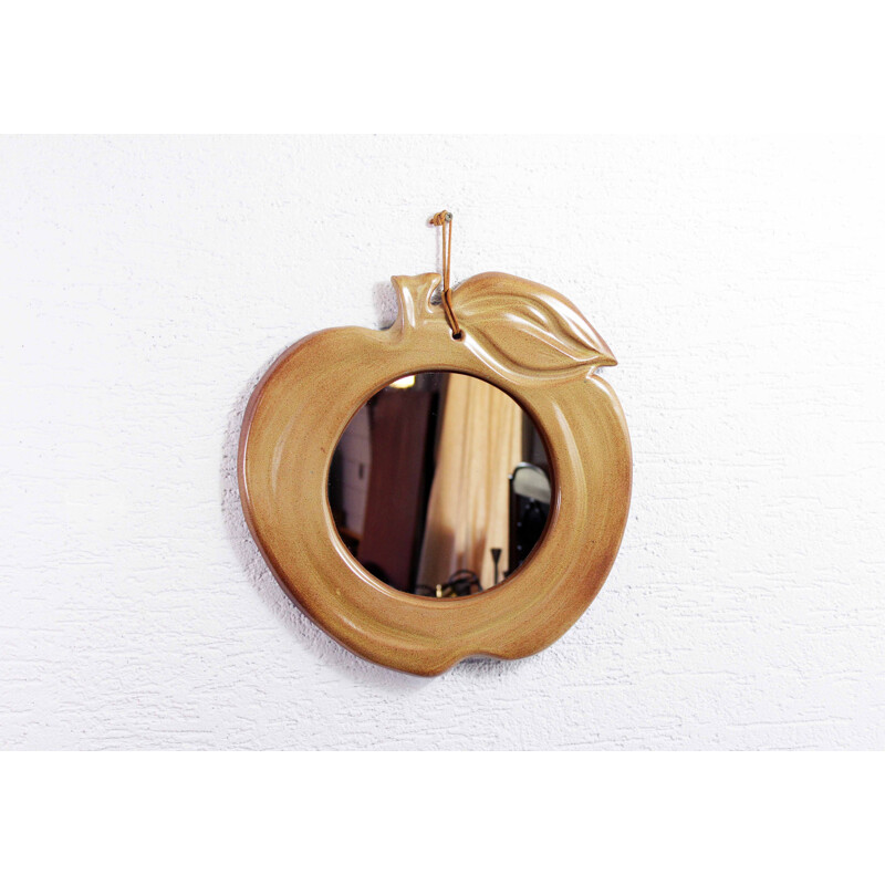 Vintage ceramic apple mirror, 1960-1970