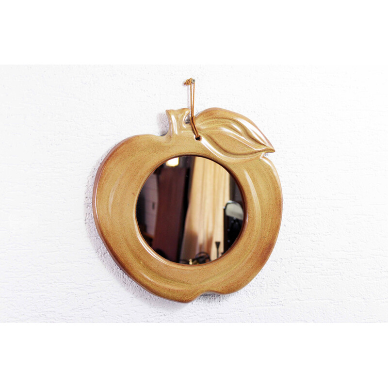 Vintage ceramic apple mirror, 1960-1970