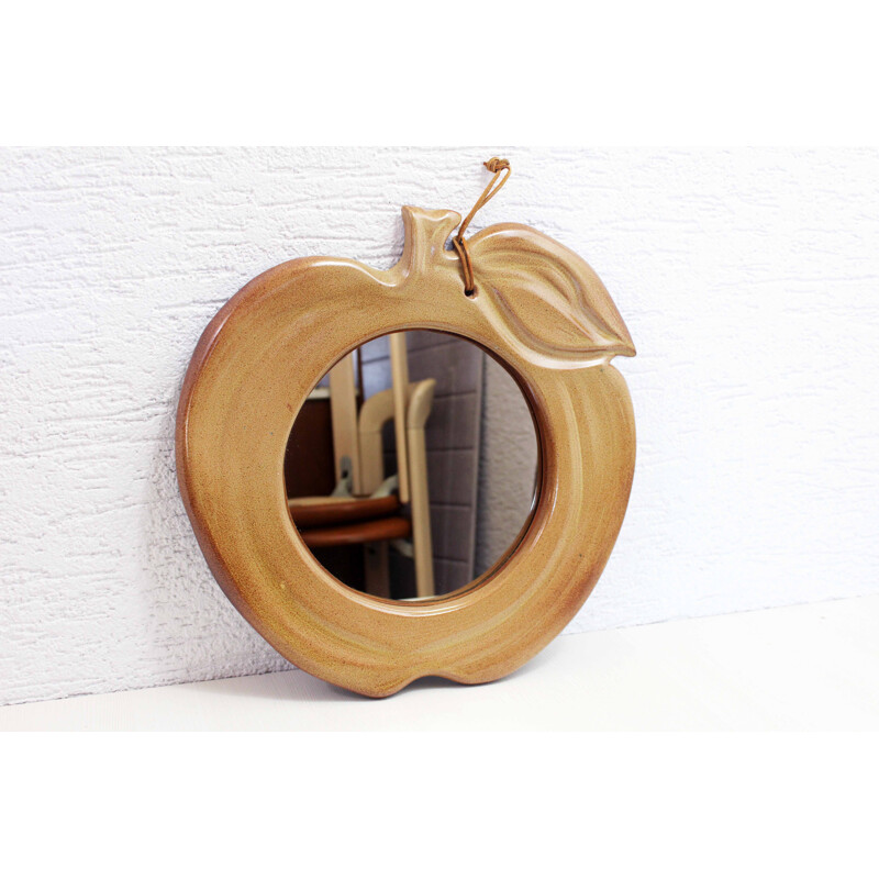Miroir pomme vintage en céramique, 1960-1970