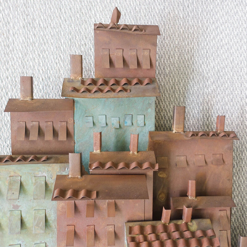 Mid century Venice Harbour village wall sculpture by Curtis Jeré for Artisan House, USA 1972