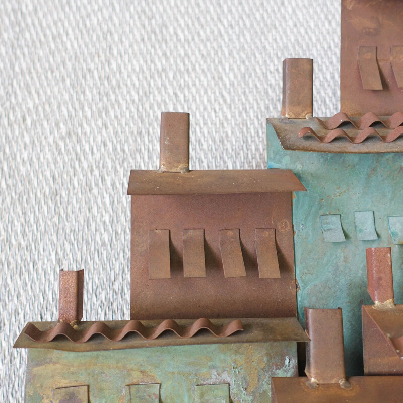 Mid century Venice Harbour village wall sculpture by Curtis Jeré for Artisan House, USA 1972