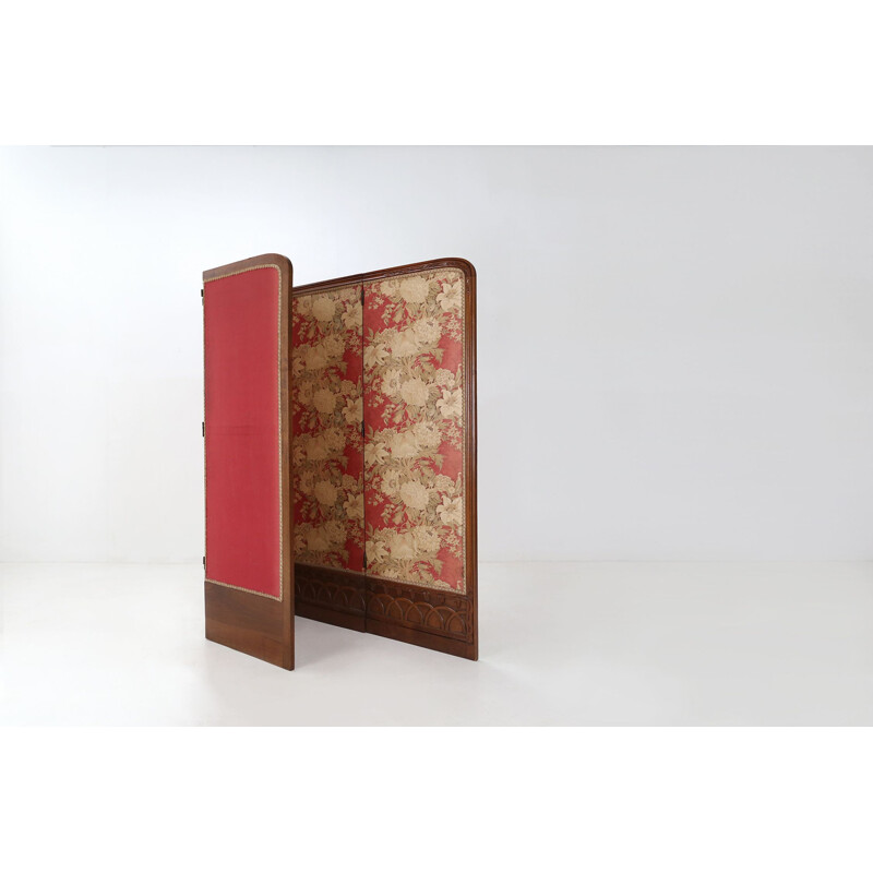 French vintage wood and fabric room divider, 1850