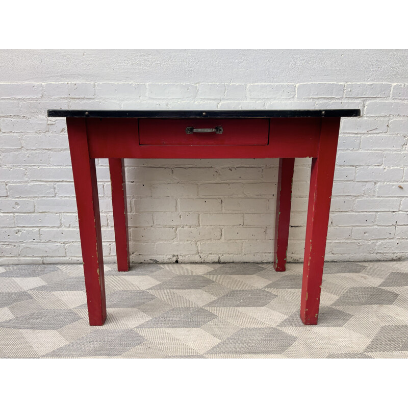 Vintage kitchen table with enamel top