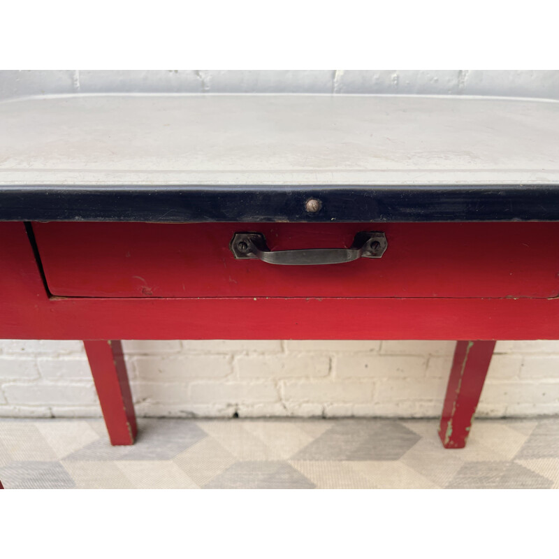 Vintage kitchen table with enamel top