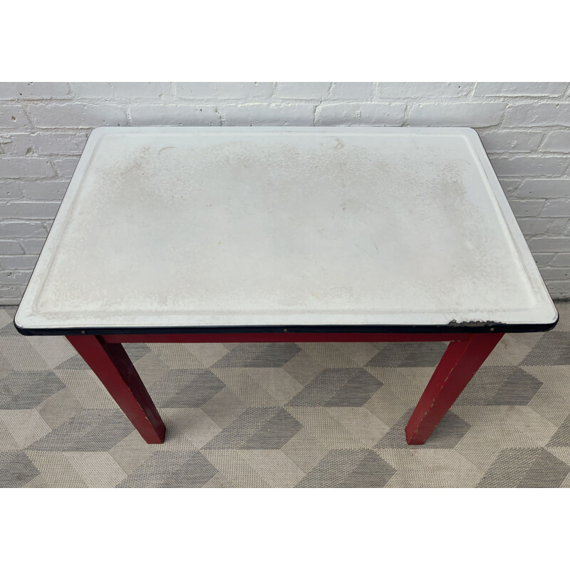 Vintage kitchen table with enamel top