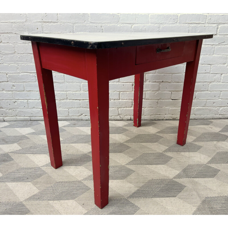 Vintage kitchen table with enamel top