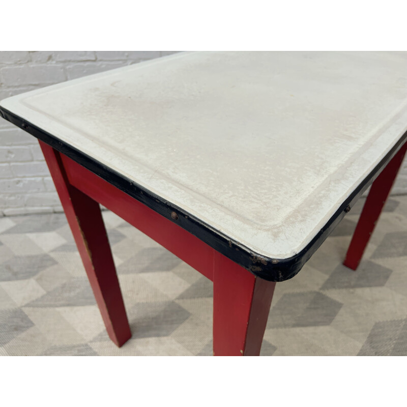 Vintage kitchen table with enamel top