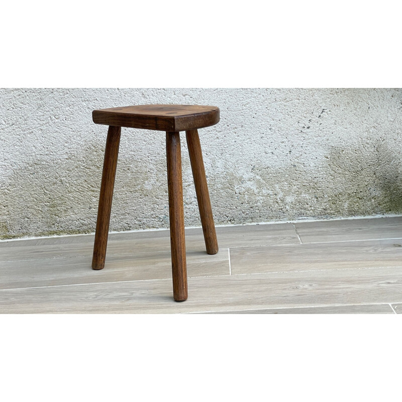 Vintage tripod stool in solid oakwood