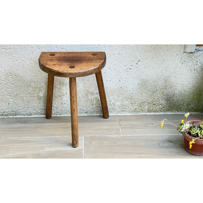 Vintage tripod stool in solid oakwood