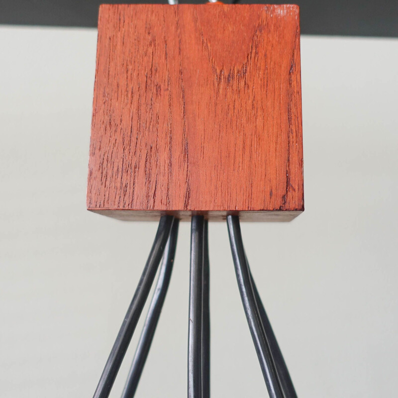 Scandinavian vintage pendant lamp in teak and perspex granite, Denmark 1960s