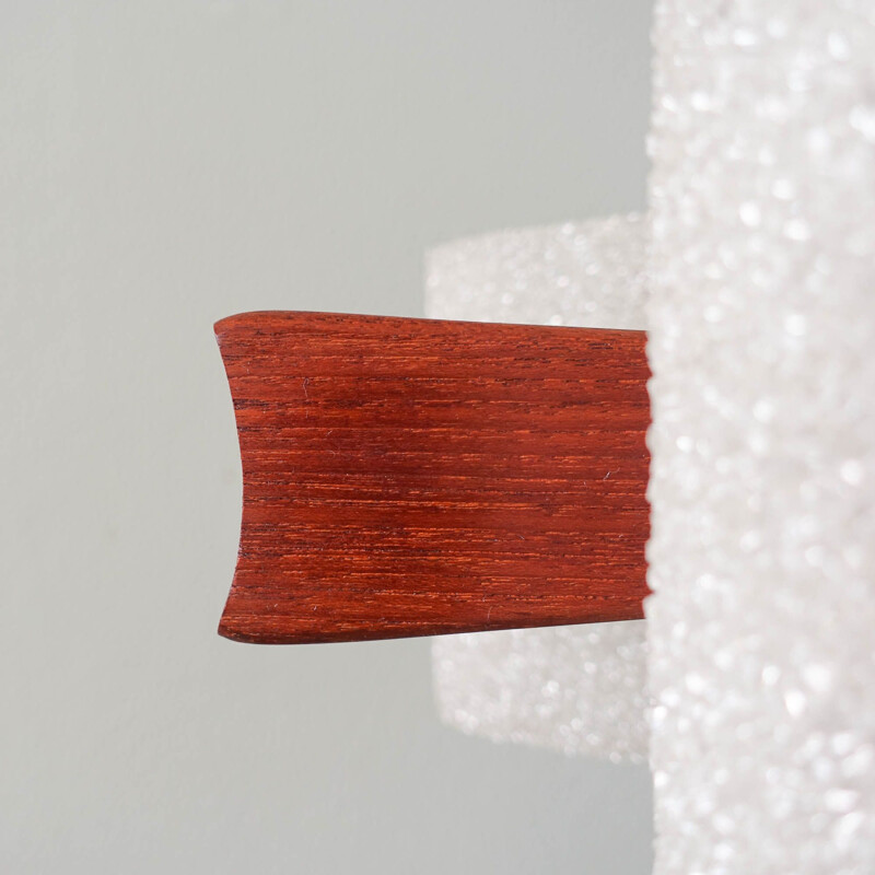 Scandinavian vintage pendant lamp in teak and perspex granite, Denmark 1960s