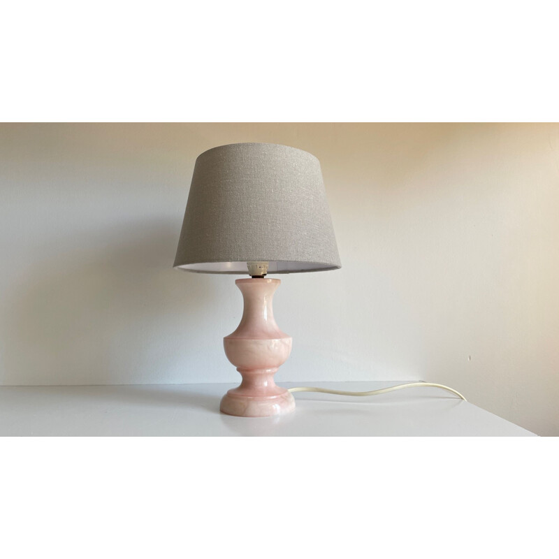 Vintage lamp with feet in pink alabaster stone