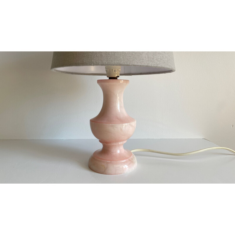 Lampe vintage à pieds en pierre d'Albatre rose