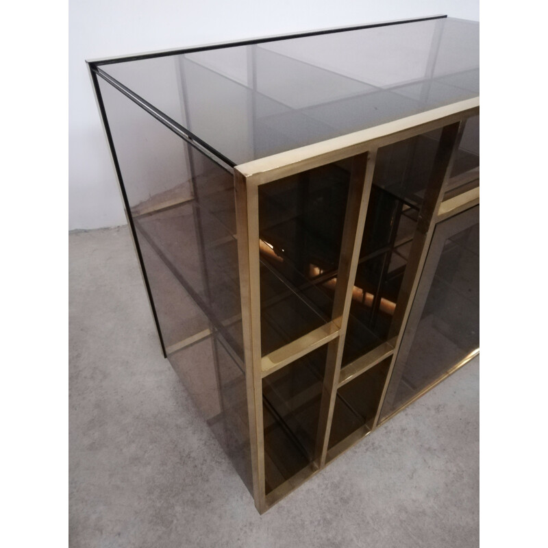 Vintage bar in brass and smoked glass, Italy 1970