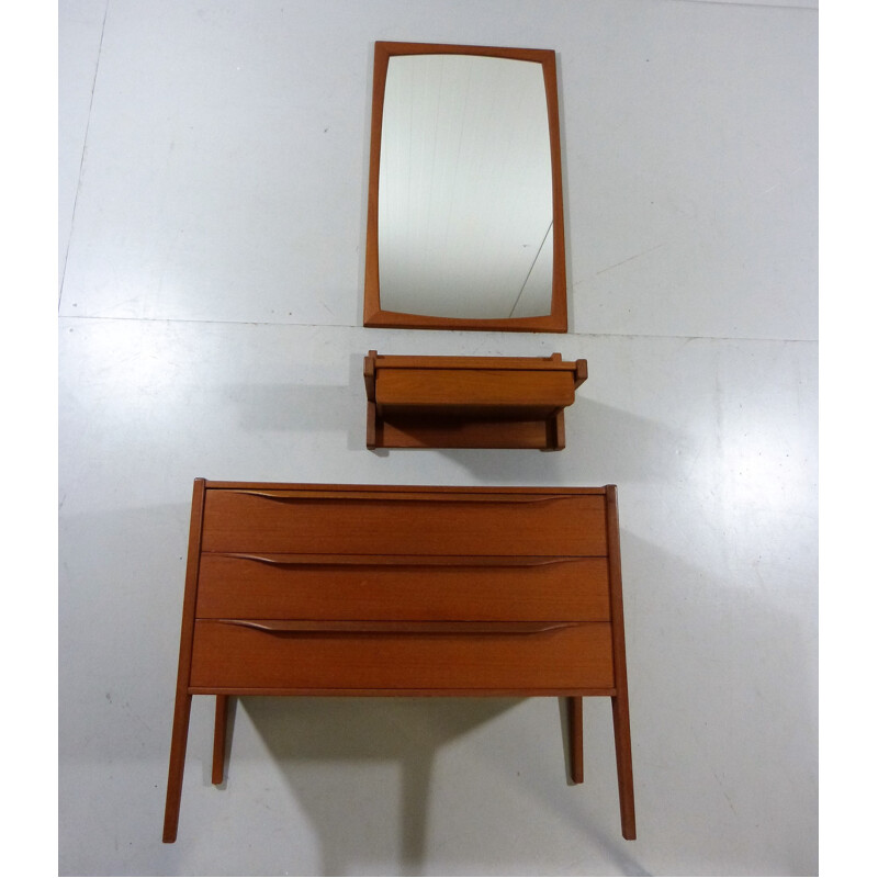 Odder console and mirror in teak, Aksel KJERSGAARD - 1960s