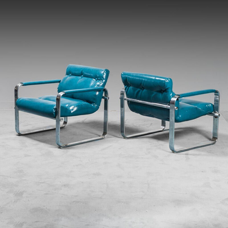 Vintage-Lounge-Set aus verchromtem Metall von Eero Aarnio für Mobel, Italien 1960