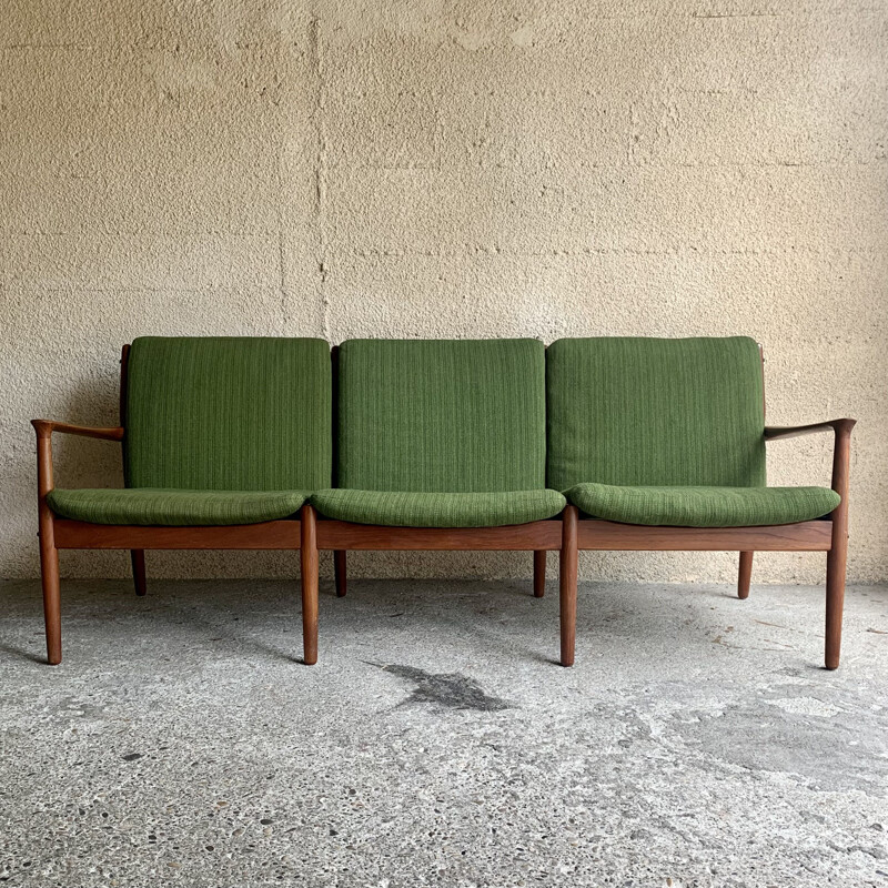 Divano scandinavo vintage in teak e lana di Svend Age Eriksen per Glostrup, 1960