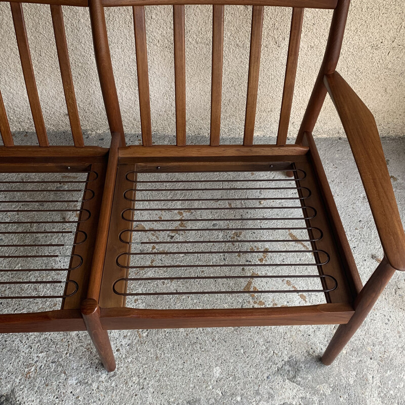 Scandinavian vintage teak and wool sofa by Svend Age Eriksen for Glostrup, 1960